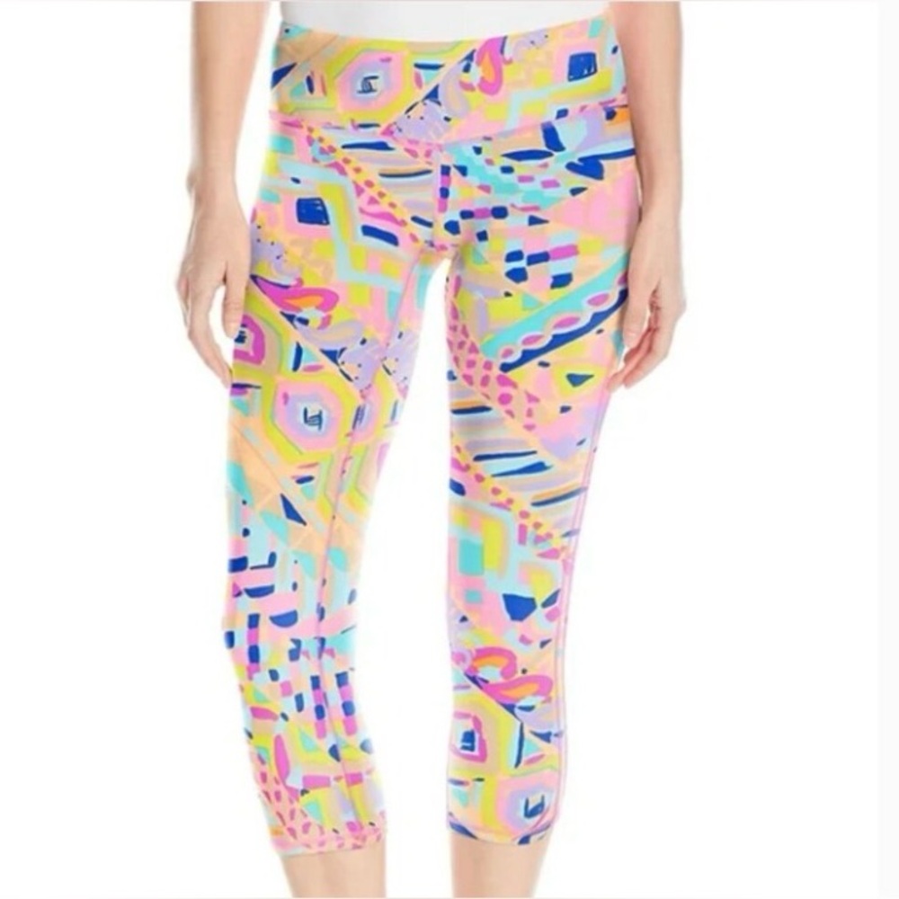 Lilly Pulitzer Luxletic Weekender Cropped Leggings Womens Multi Plantain Party M